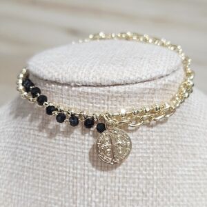Elegant Gold and Black Beaded Bracelet